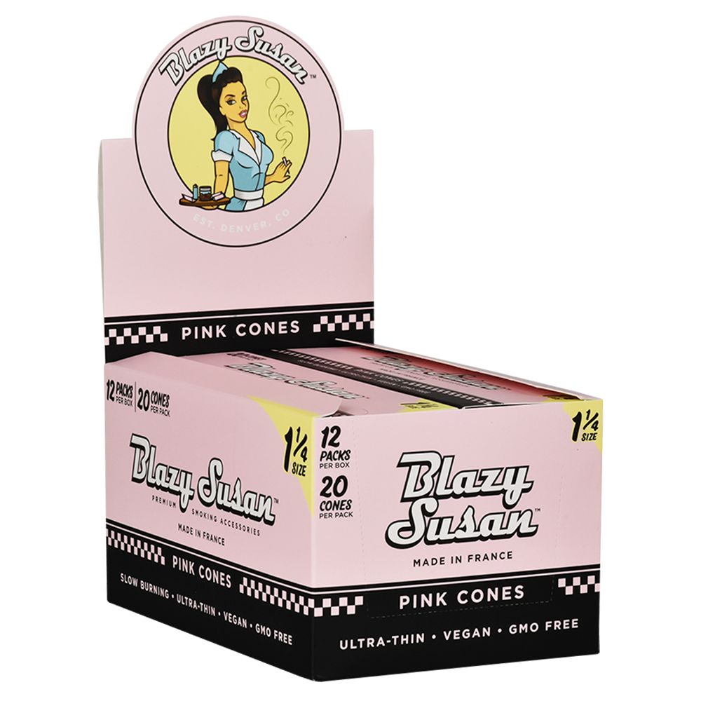 Blazy Susan Pre-Rolled Cones Slide Box | 1 1/4 | 20pc | 12pk Display Blazy Susan Pre-Rolled Cones Slide Box | 1 1/4 | Cone - Discreet Smoker