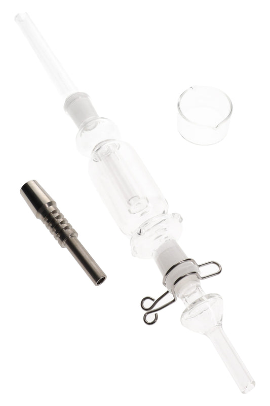 Glass Dab Straw Kit “Titan Trail” – 14.5 mm Female – Titanium Tip – 11½″ - Discreet Smoker