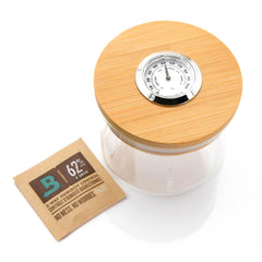 Stashlogix Bamboo Lid SmartJar w/ Analogue Humidity Sensor - Discreet Smoker