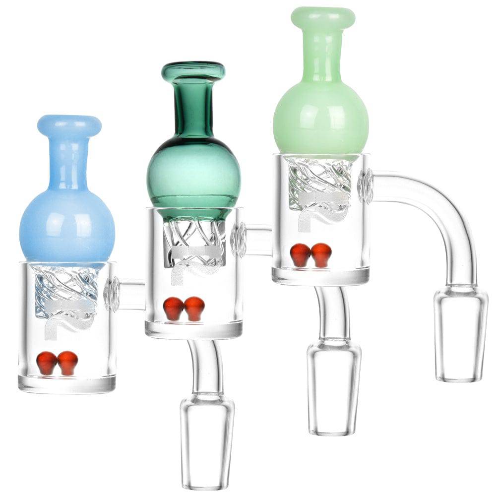 Pulsar Quartz Banger w/ Helix Carb Cap - 14mm M / Colors Vary - Discreet Smoker