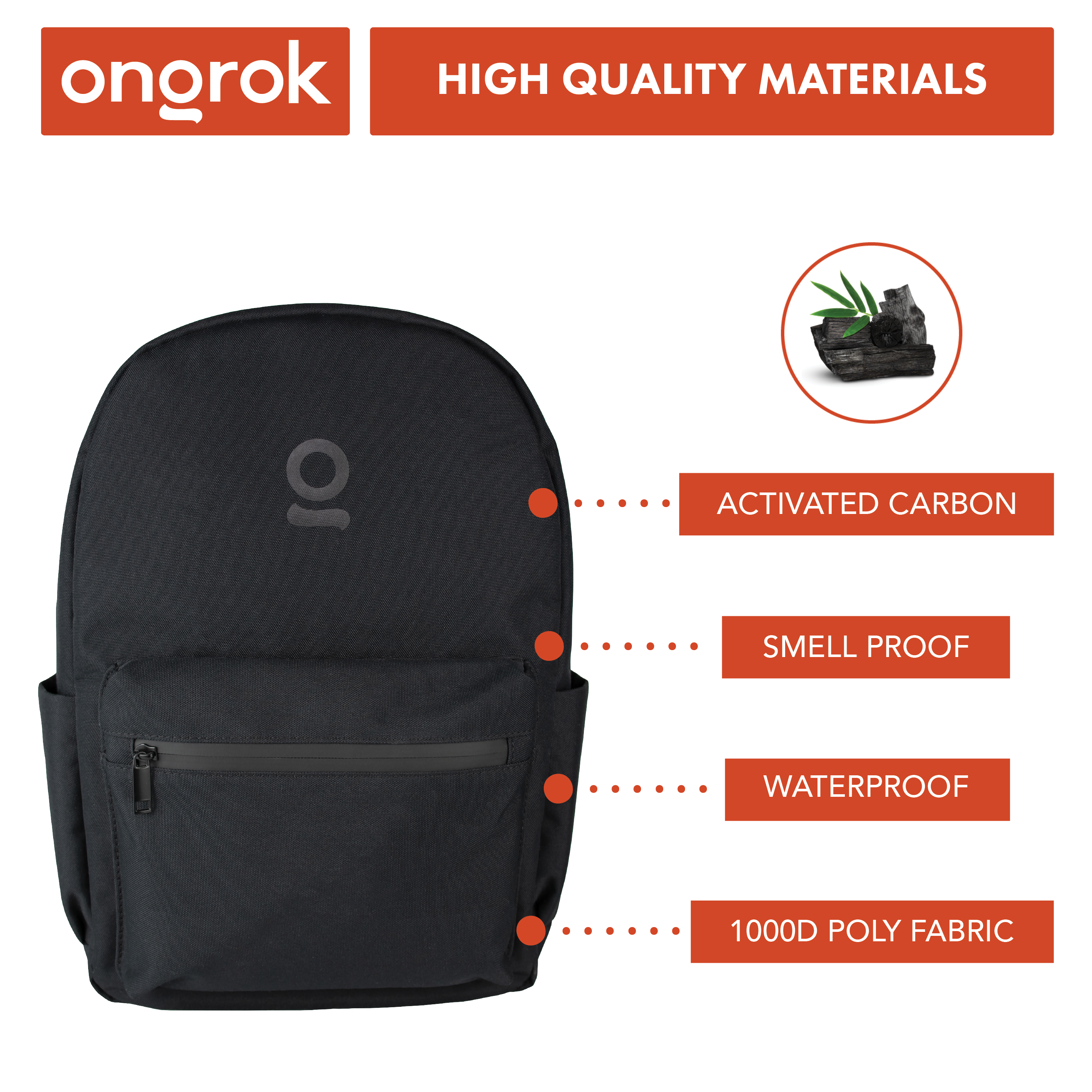Ongrok Carbon-lined Backpack Smell Proof - Discreet Smoker