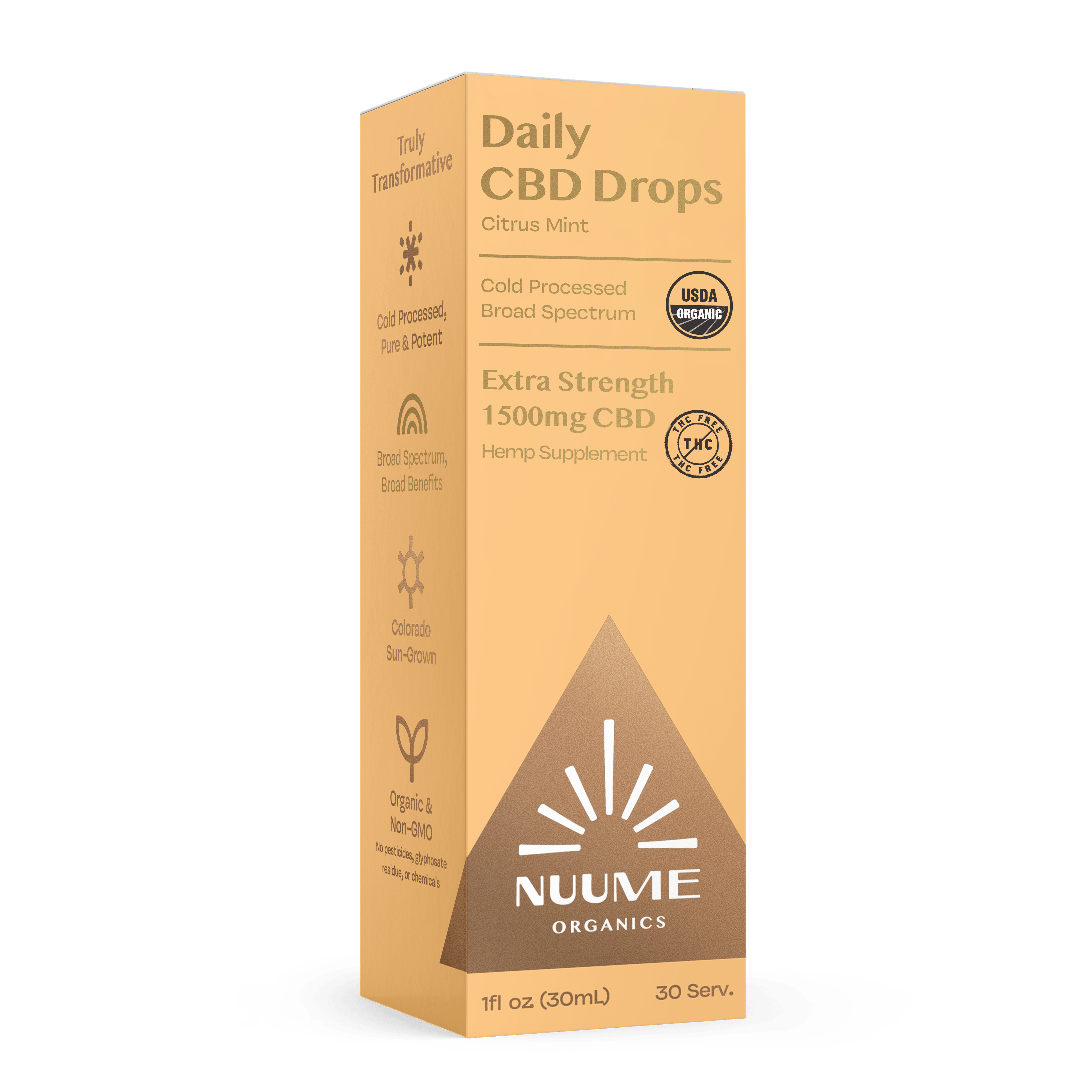 Organic CBD THC-Free Drops Citrus Mint - Extra Strength 1500mg - Broad Spectrum - Discreet Smoker