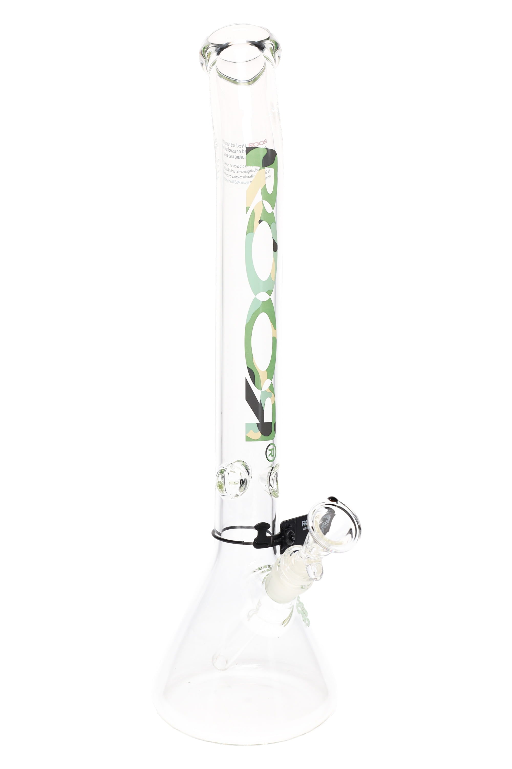 ROOR 18″ Bent-Neck Beaker Bong – 5 mm Thick Glass-on-Glass w/ Ice Pinch - Discreet Smoker