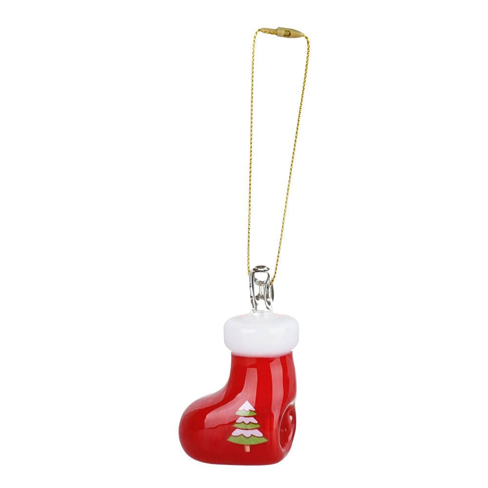 Santa's Secret Hangable Glass Christmas Ornament Hand Pipe - 2.5" / Stocking - Discreet Smoker