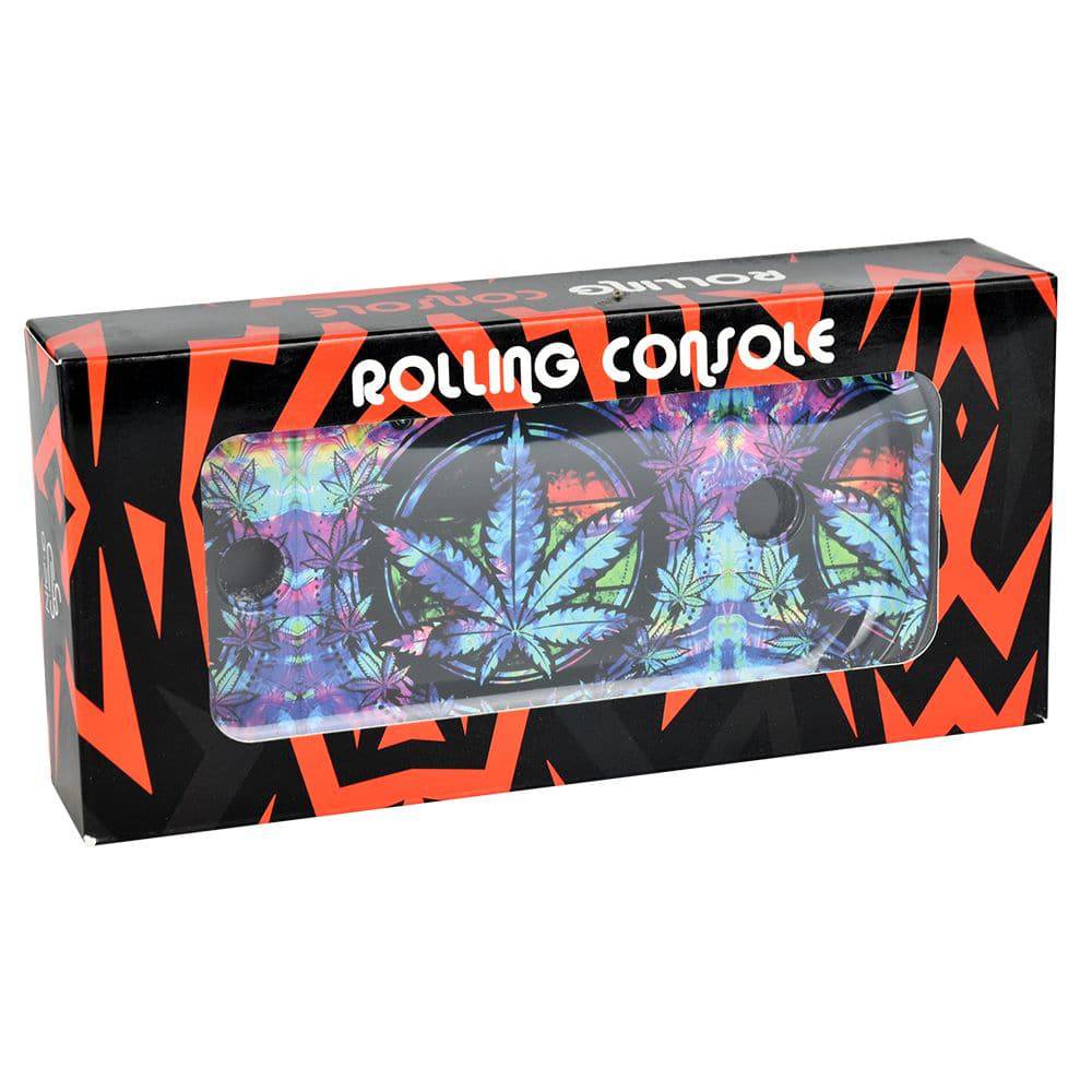 Elevated Metal Rolling Tray & Cone Loader Kit - Tie Dye Leaf / 9.25"x4.2" - Discreet Smoker