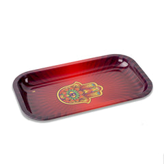 Hamsa Red Metal Tray - Discreet Smoker