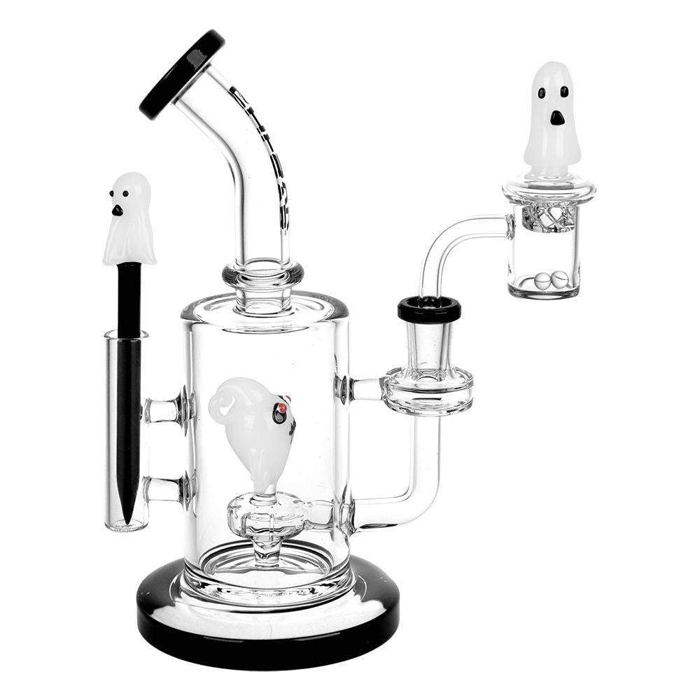 Pulsar Haunted Ghosts Glass Dab Rig Set - 8" / 14mm F - Discreet Smoker