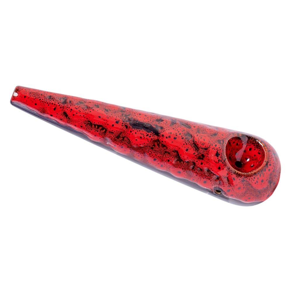 Kush RX Red Reactive Glaze Ceramic Hand Pipe - 7.5"" - Discreet Smoker