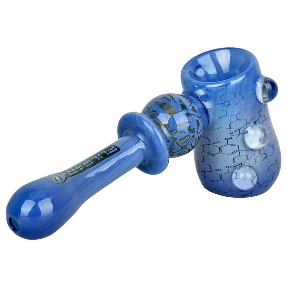 Pulsar Inside Print Glass Hammer Bubbler | THC Blueprint | 5.25" - Discreet Smoker