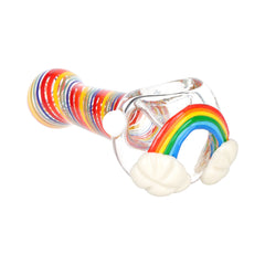 Rainbow Cloud Glass Spoon Pipe - 4.25" - Discreet Smoker