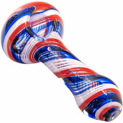 LA Pipes Stars and Stripes Independence Glass Spoon Pipe - Discreet Smoker