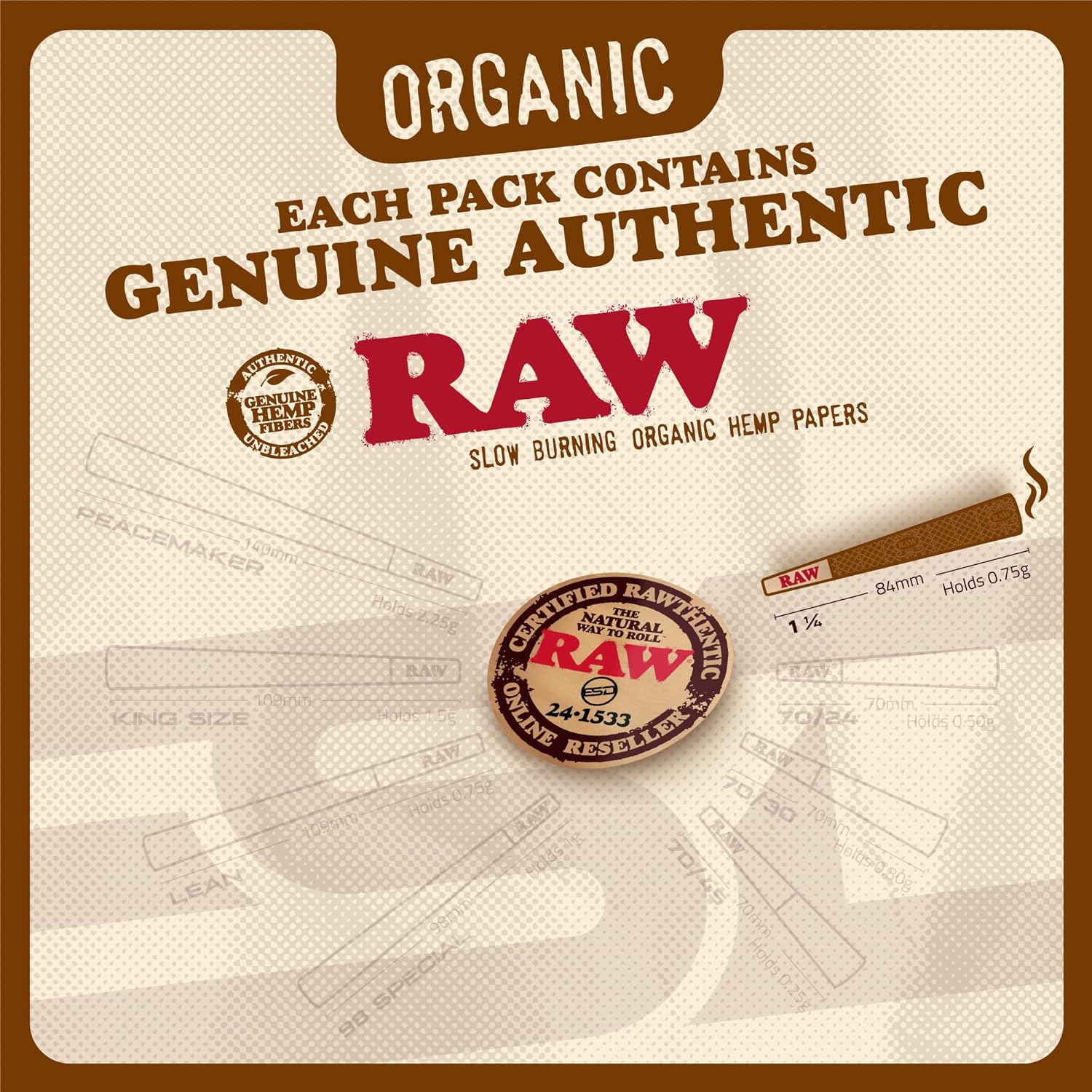 RAW Organic Hemp Cones - 1 1/4" - Discreet Smoker