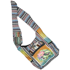 Threadheads Himalayan Hemp Lily Pad Patchwork Shoulder Bag - 15" x 14" - Discreet Smoker