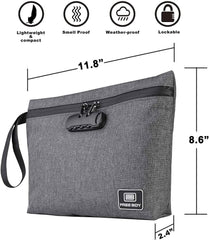 Durable Odor-Proof Stash Bag with Combination Lock - 11.8" x 8.6" Smell-Proof Storage Container