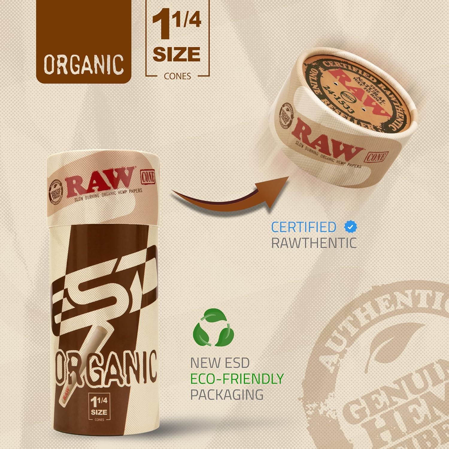 RAW Organic Hemp Cones - 1 1/4" - Discreet Smoker