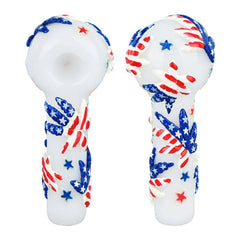 Patriot Leaf Glow In The Dark Glass Spoon Pipe - 5" - Discreet Smoker