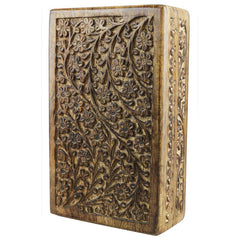 Floral Carved Wood Stash Box - 10"x6" - Discreet Smoker