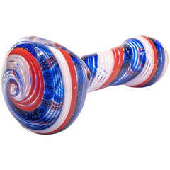 LA Pipes Stars and Stripes Independence Glass Spoon Pipe - Discreet Smoker