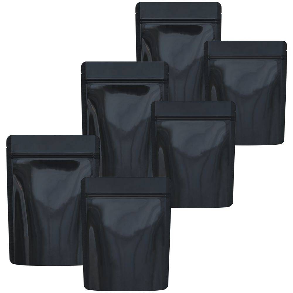 Cannaline Smell Proof Mylar Bags | Black Glossy Solid | 50pc Set - Discreet Smoker