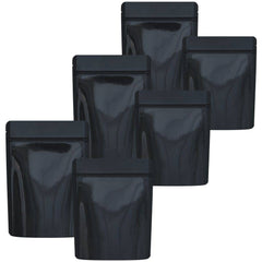 Cannaline Smell Proof Mylar Bags | Black Glossy Solid | 50pc Set - Discreet Smoker