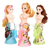 Doll Glow In The Dark Glass Water Pipe - 7.25" / 14mm F / Designs Vary - Discreet Smoker