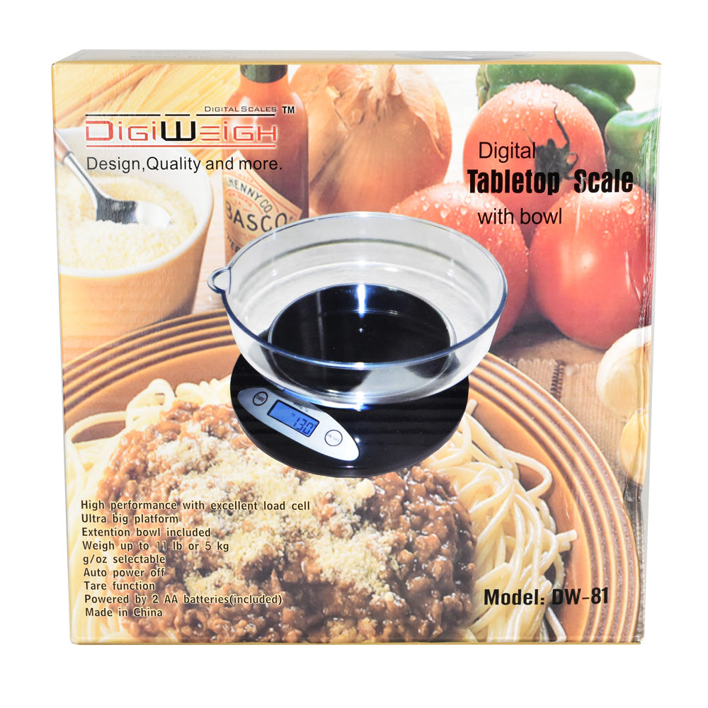 DigiWeigh Table Top Kitchen Scale w/ Bowl | 11lbs x 0.1oz - Discreet Smoker