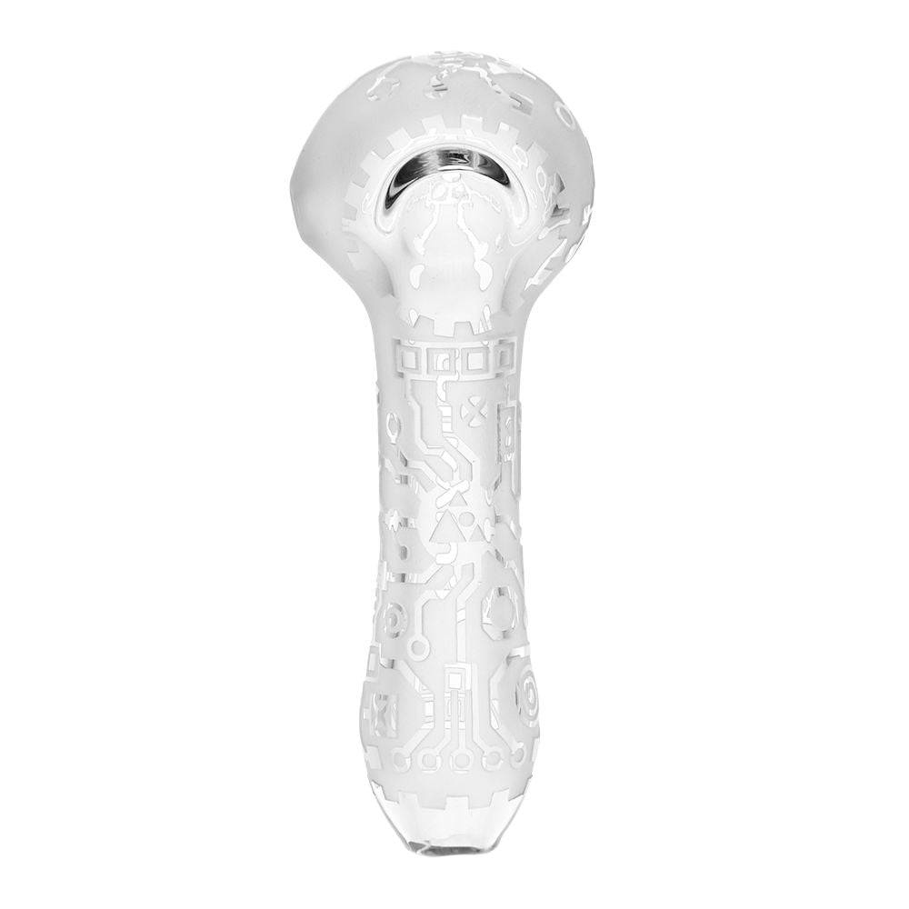 Milkyway Circuitboard Etched Glass Spoon Pipe - 4.25" / Clear - Discreet Smoker