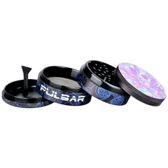 Pulsar Design Series Grinder with Side Art - Melting Mushroom / 4pc / 2.5" - Discreet Smoker