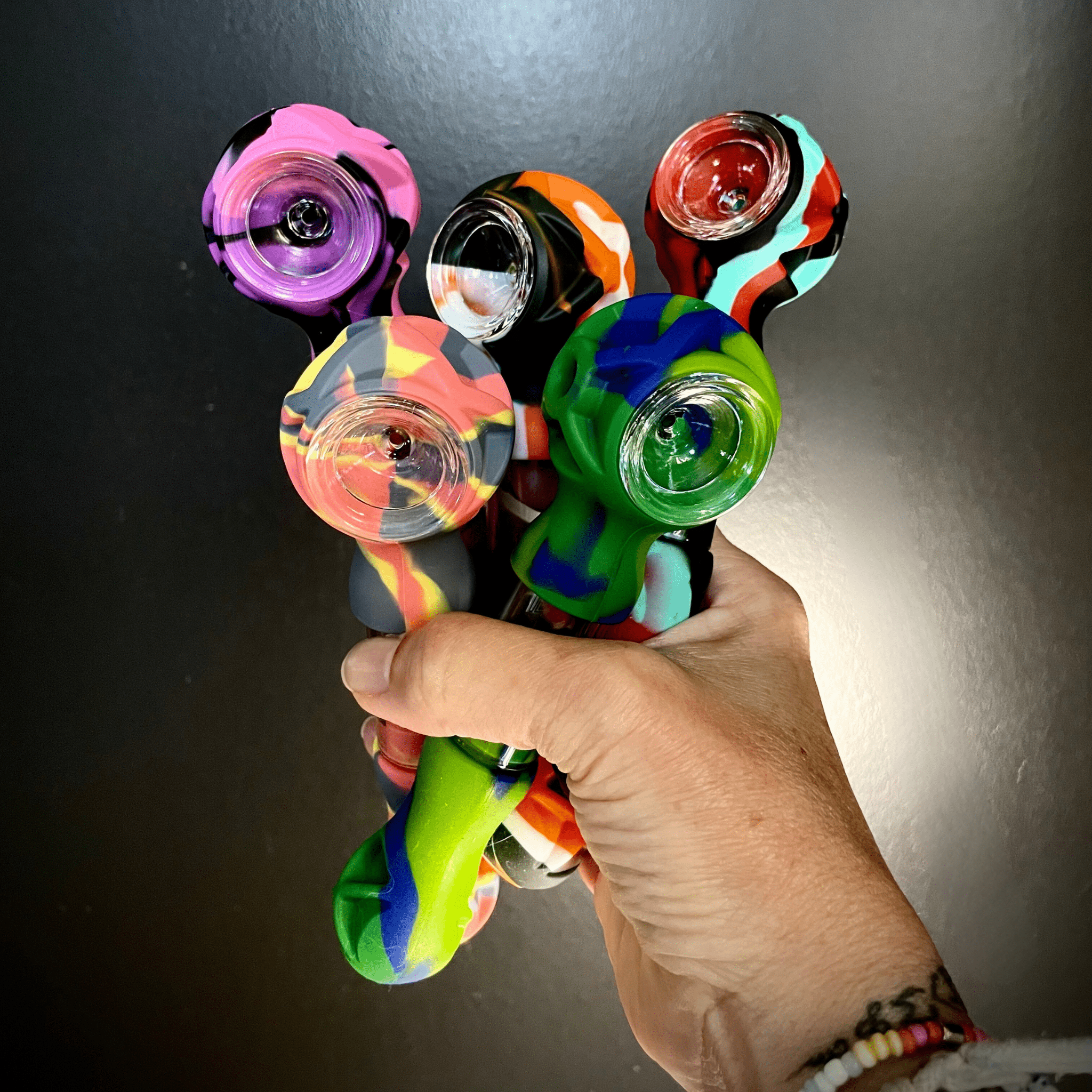 Hybrid Silicone and Glass Spoon with Translucent Chamber by 3 Gates Global - Discreet Smoker