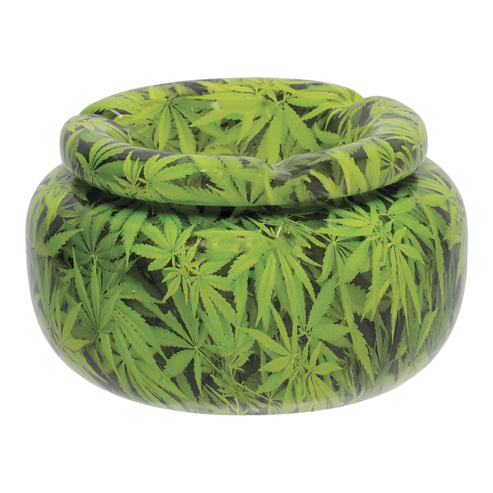 Fujima Moroccan Ceramic Ashtray - Green Leaves / 5" - Discreet Smoker