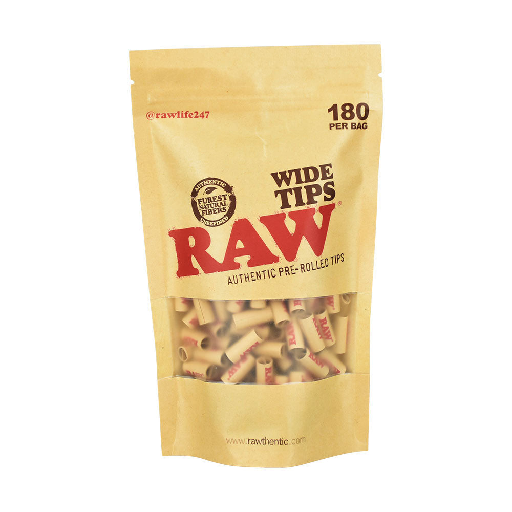 180PC BAG - RAW Pre-Rolled Wide Tips - Discreet Smoker