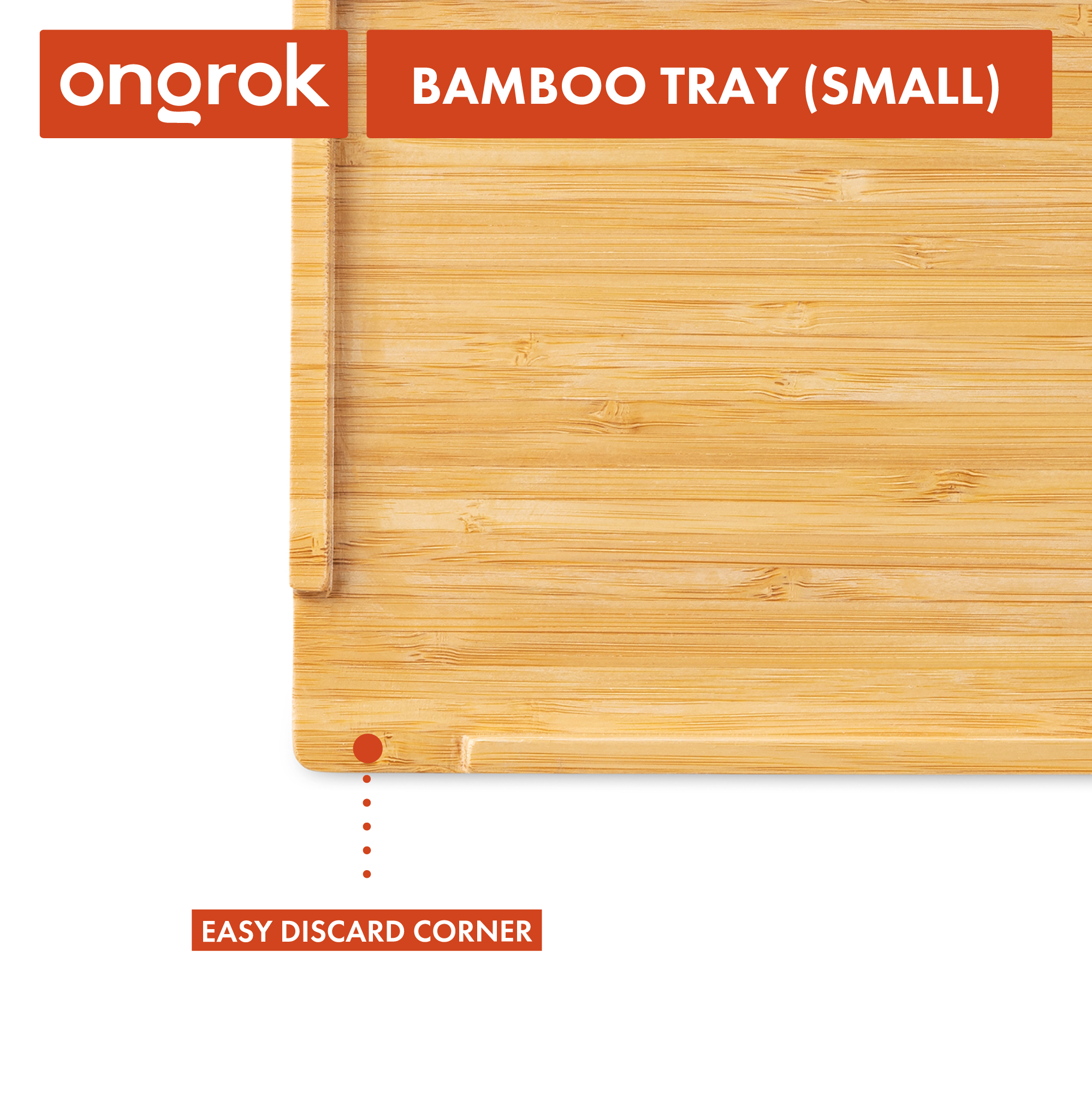 Ongrok Sustainable Small Bamboo Wood Tray - Discreet Smoker