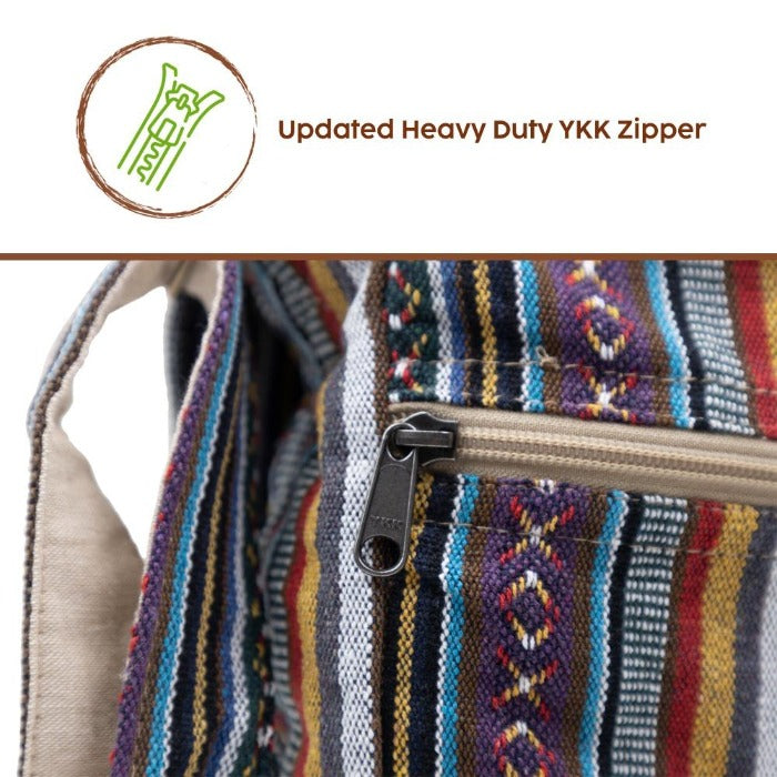 Core Hemp Boho Messenger Bag - Zipper