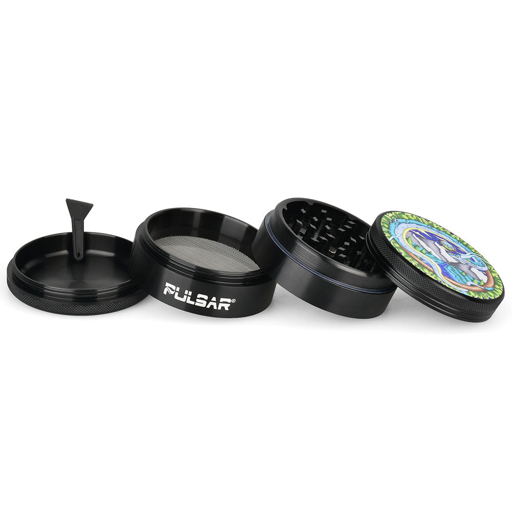 Pulsar Artist Series Metal Grinder - Remembering Dragon / 4pc / 2.5" - Discreet Smoker