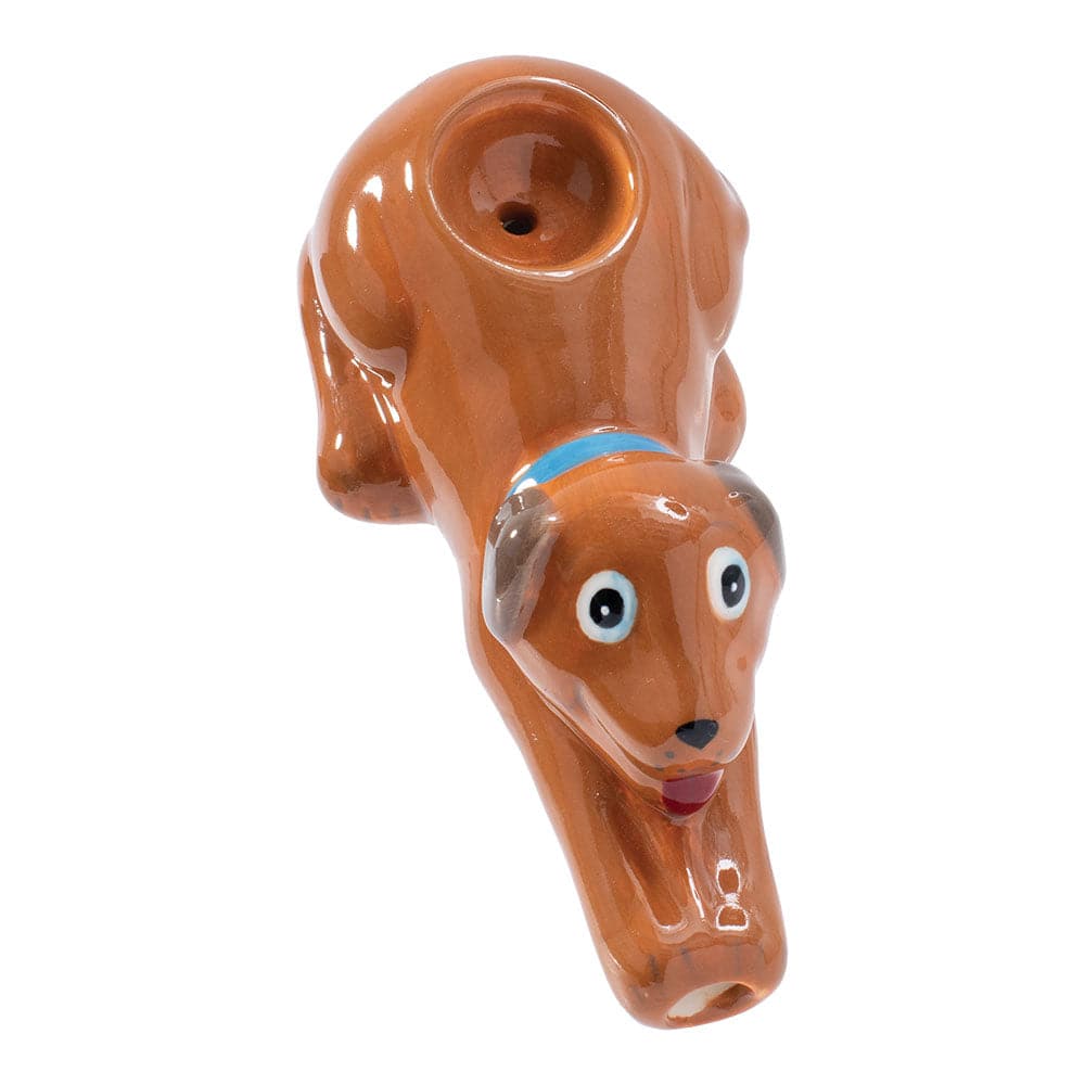 Wacky Bowlz Brown Dog Ceramic Pipe - 4.5" - Discreet Smoker