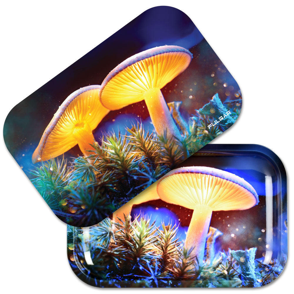 Pulsar Metal Rolling Tray w/ Lid | Mystical Mushrooms - Discreet Smoker