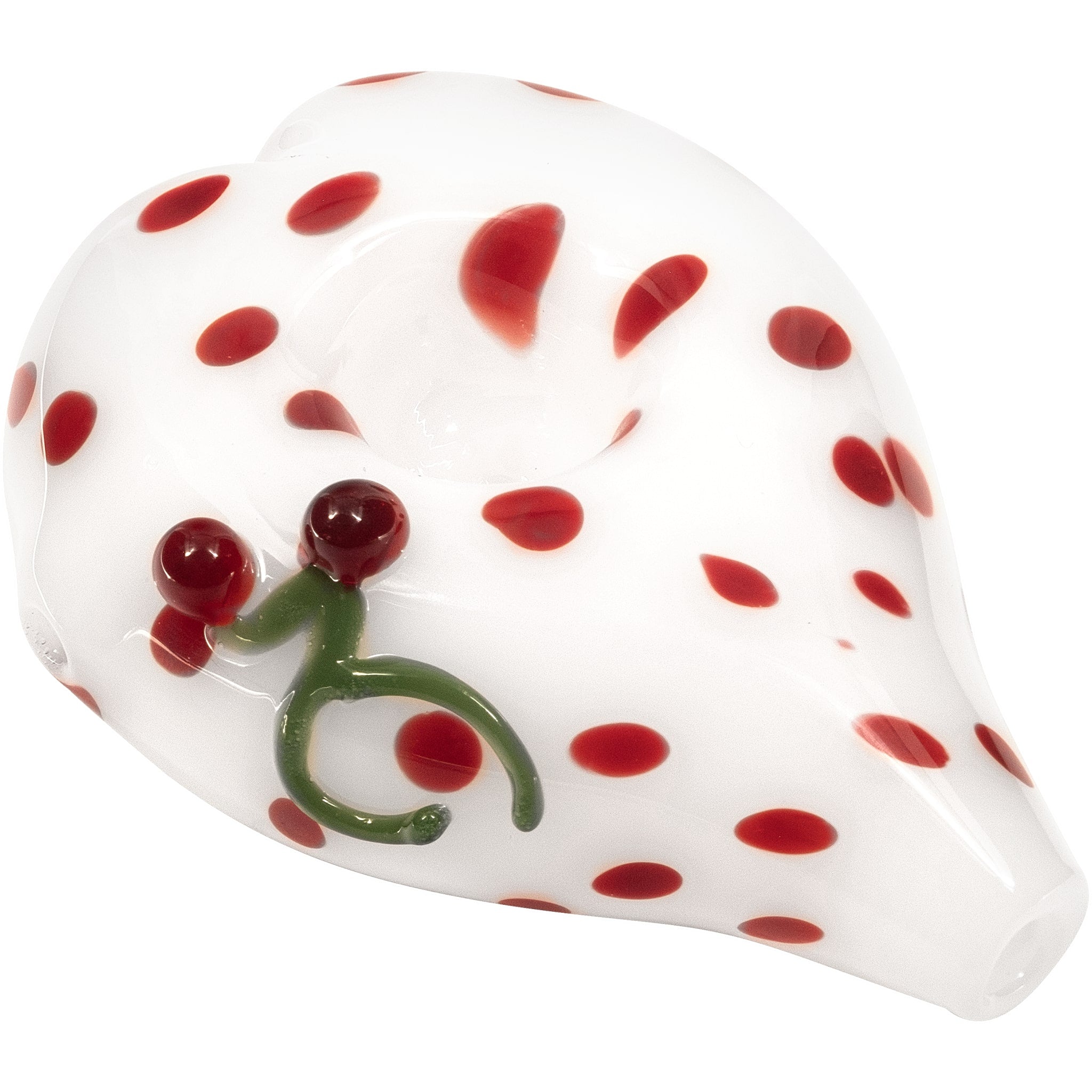 Elegant White Heart-Shaped Glass Hand Pipe with Red Polka Dots - Discreet Smoker