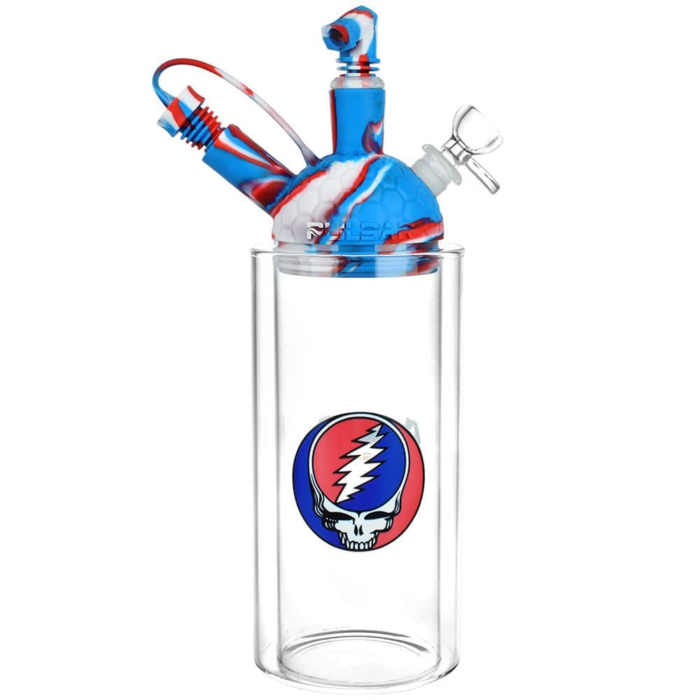 Grateful Dead x Pulsar Silicone & Glass Gravity Water Pipe - 11"/14mm F - Discreet Smoker