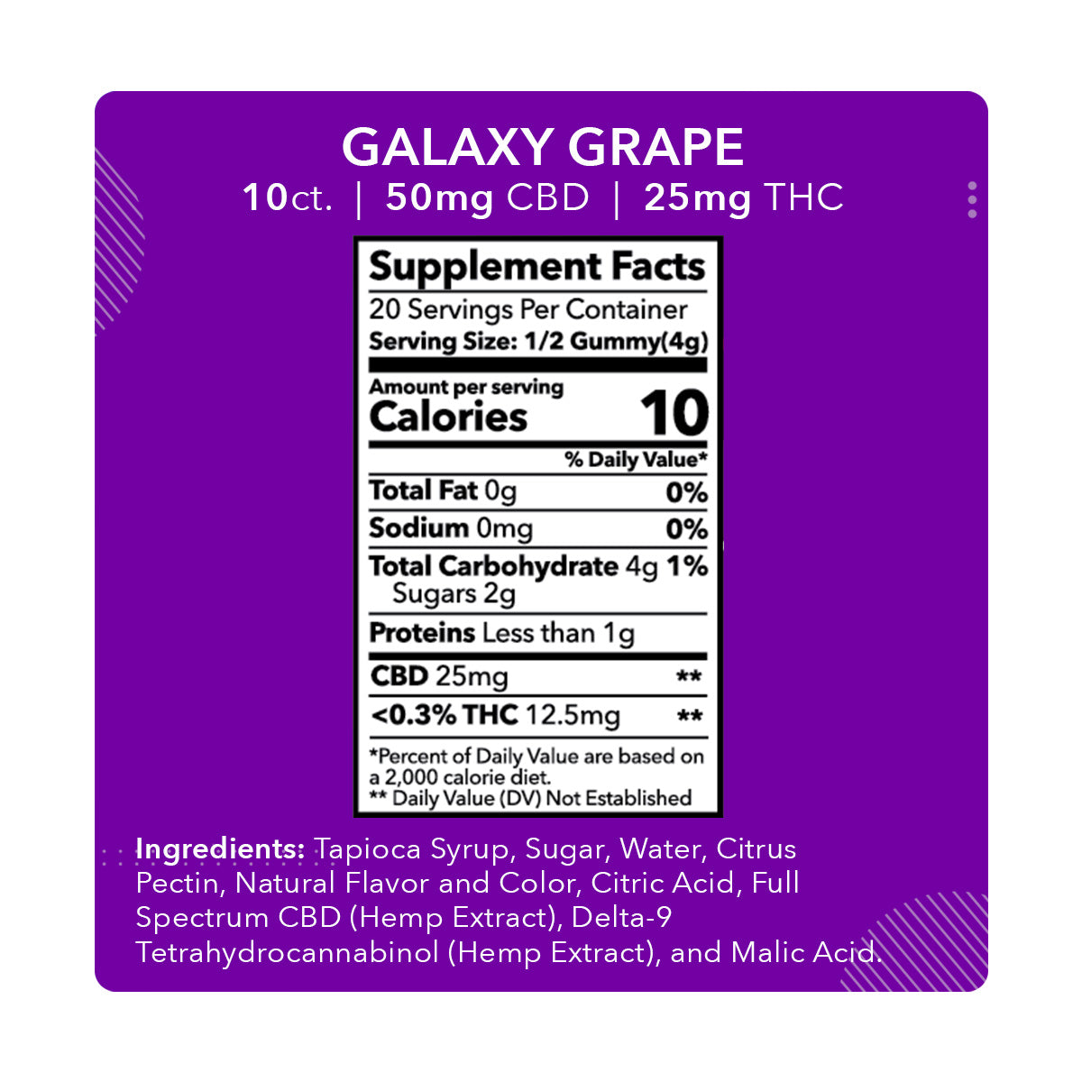MDRN MOOD Galaxy Grape Gummies - 50mg CBD / 25mg THC (10ct) - Discreet Smoker