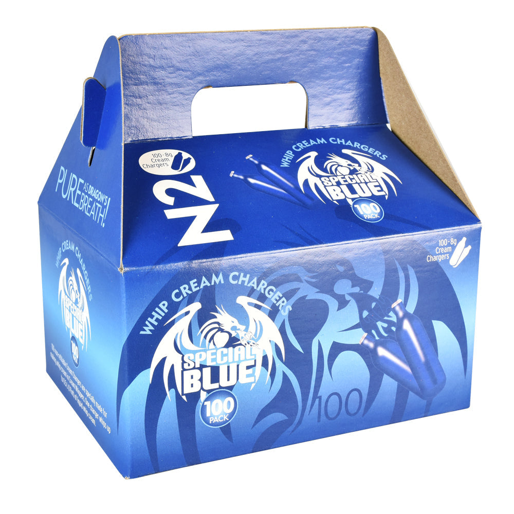 Special Blue Cream Chargers 100PC Display - Discreet Smoker