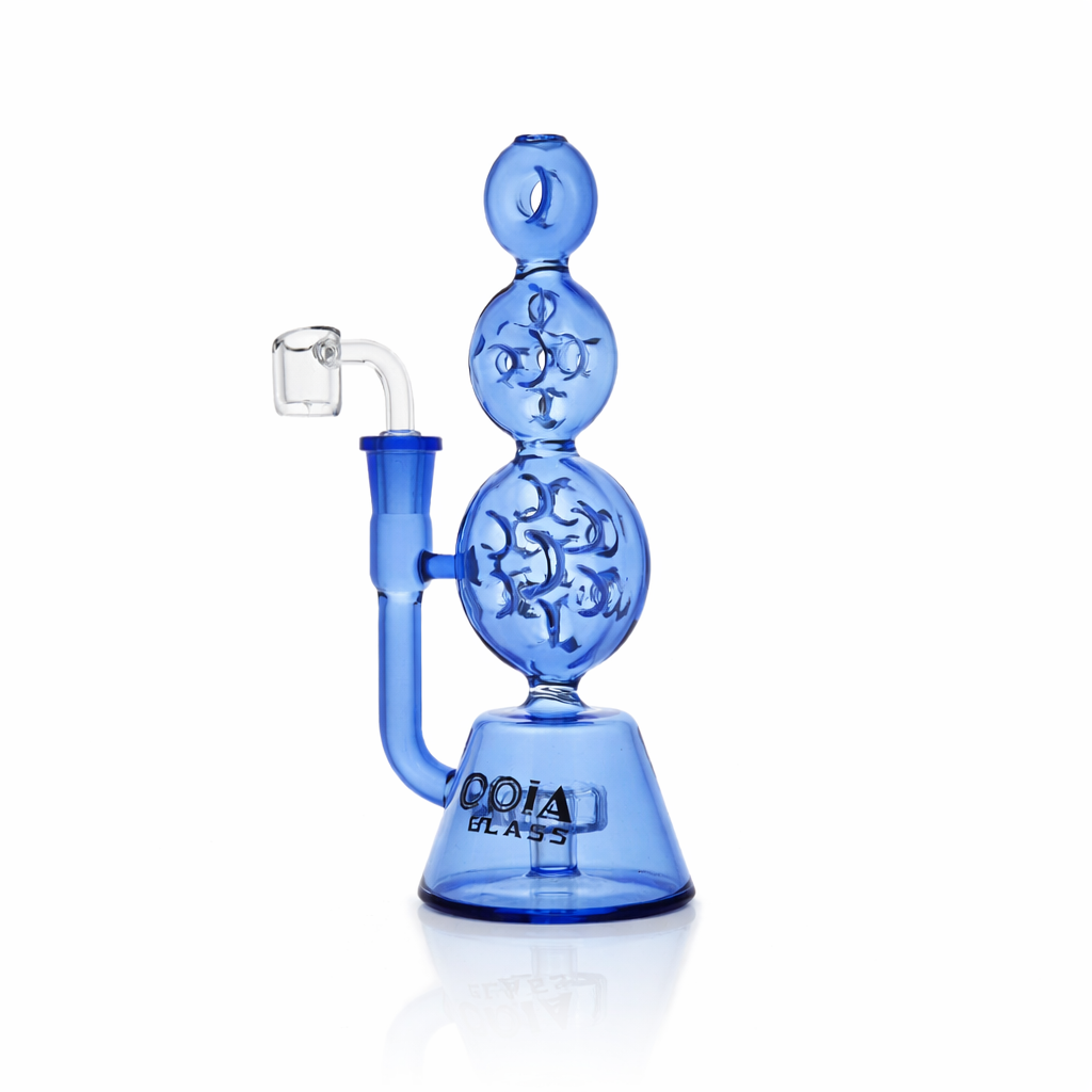 8" Triple Stack Swiss Perc Recycler Dab Rig | Croia Glass - Discreet Smoker