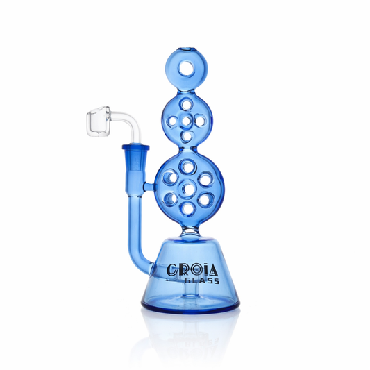 8" Triple Stack Swiss Perc Recycler Dab Rig | Croia Glass - Discreet Smoker