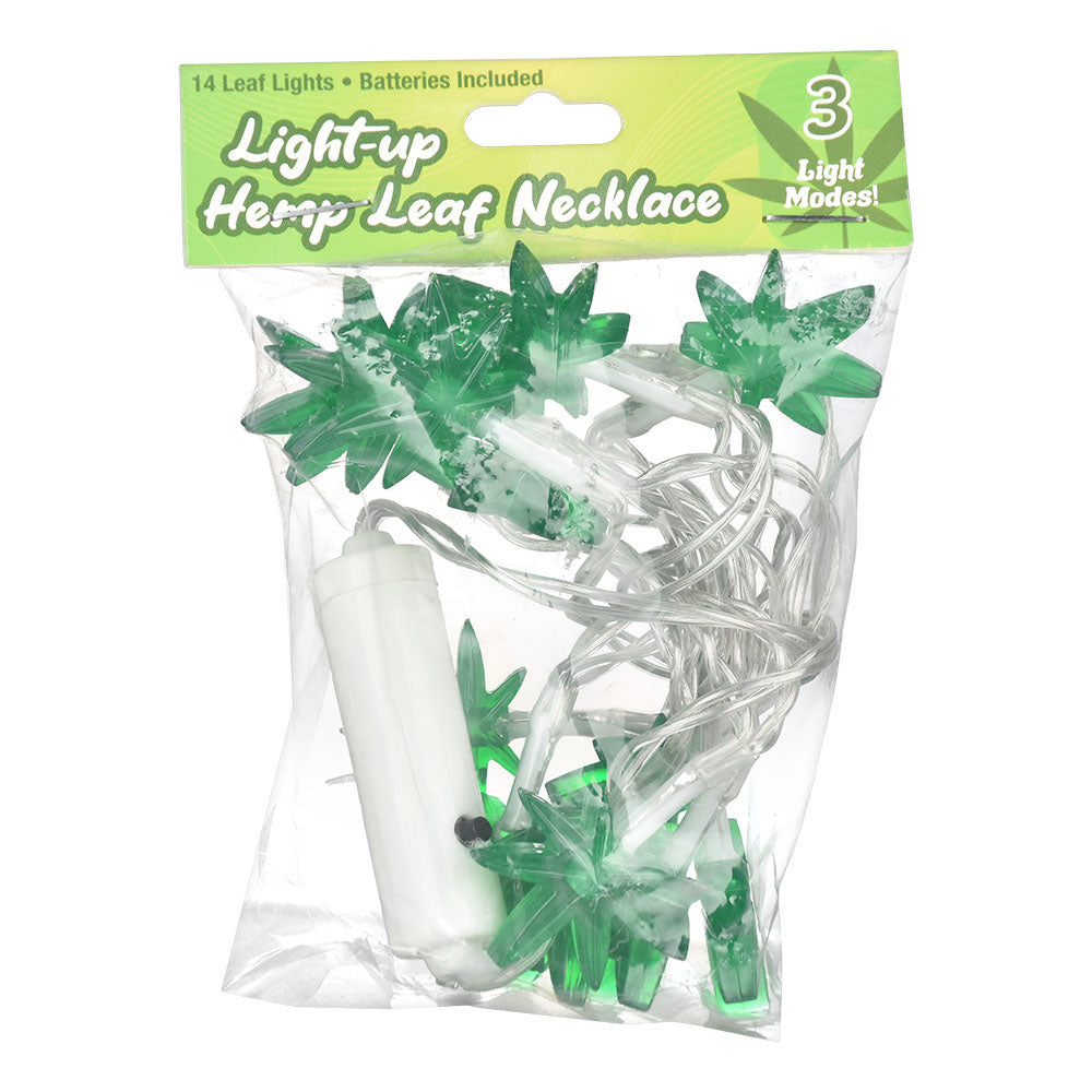 Pulsar LED Hemp Leaf Necklace - 36" - Discreet Smoker