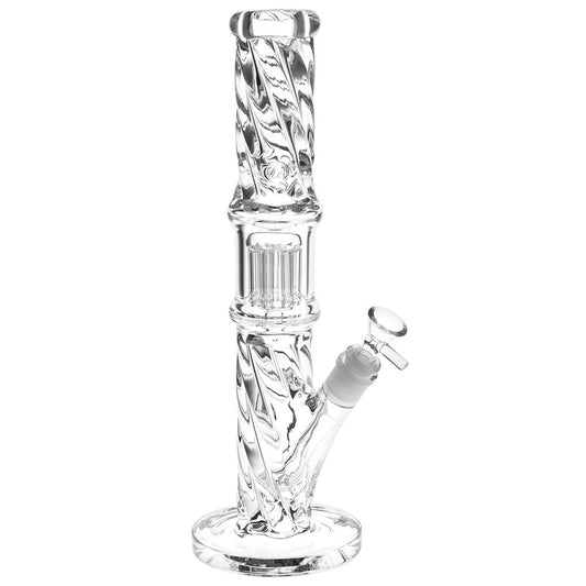 Translucent Twisty Jellyfish Perc Straight Glass Water Pipe | 13.75" - Discreet Smoker