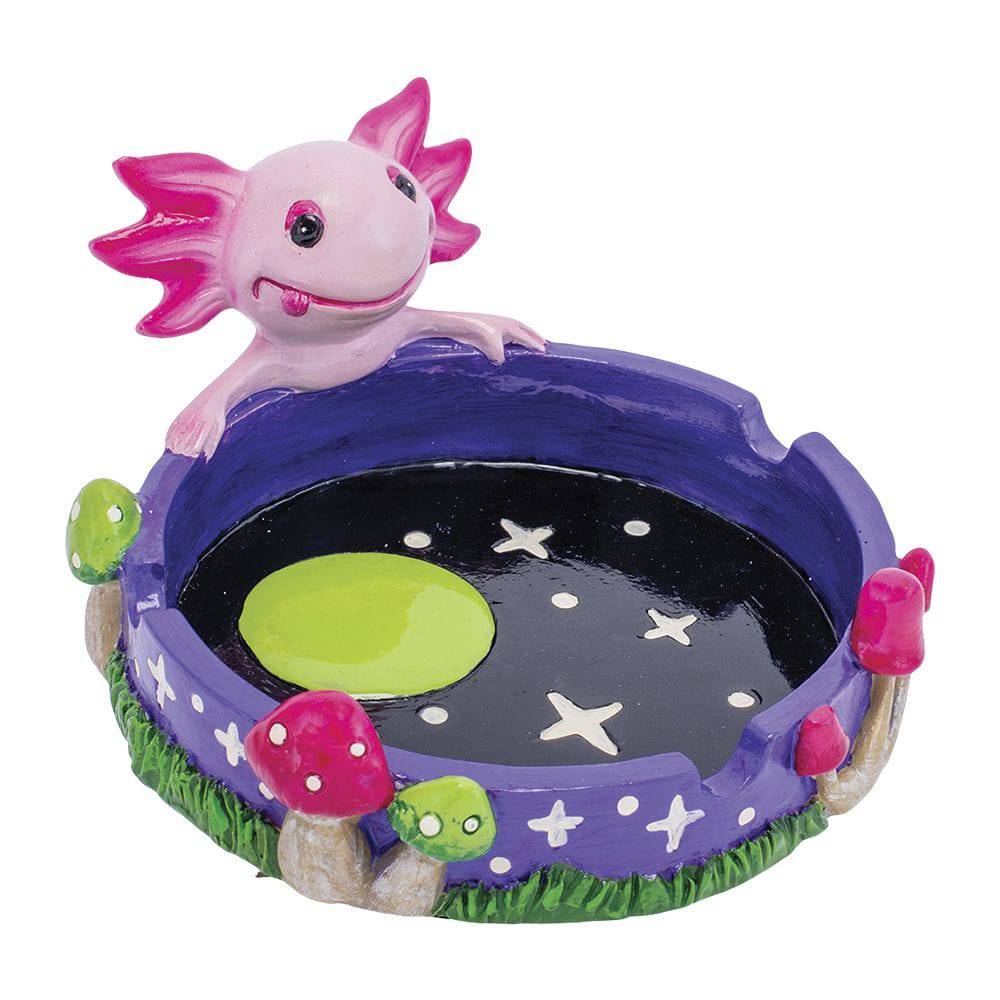 Fujima Pink Axolotl Star & Mushroom Ashtray - 5" x 4.5" - Discreet Smoker