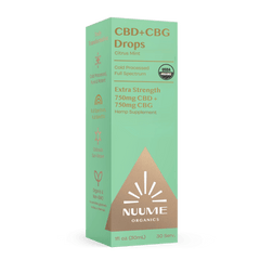 Organic CBG+CBD Drops Citrus Mint - Extra Strength 750mg+750mg - Discreet Smoker