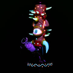 Horned Cyclops 3D Painted Beaker Water Pipe - 9.75" - Discreet Smoker