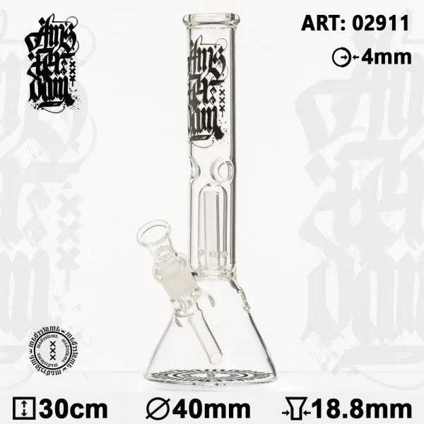 Amsterdam | 12" Clear Glass Water Pipe w/ Dome Perc - Discreet Smoker