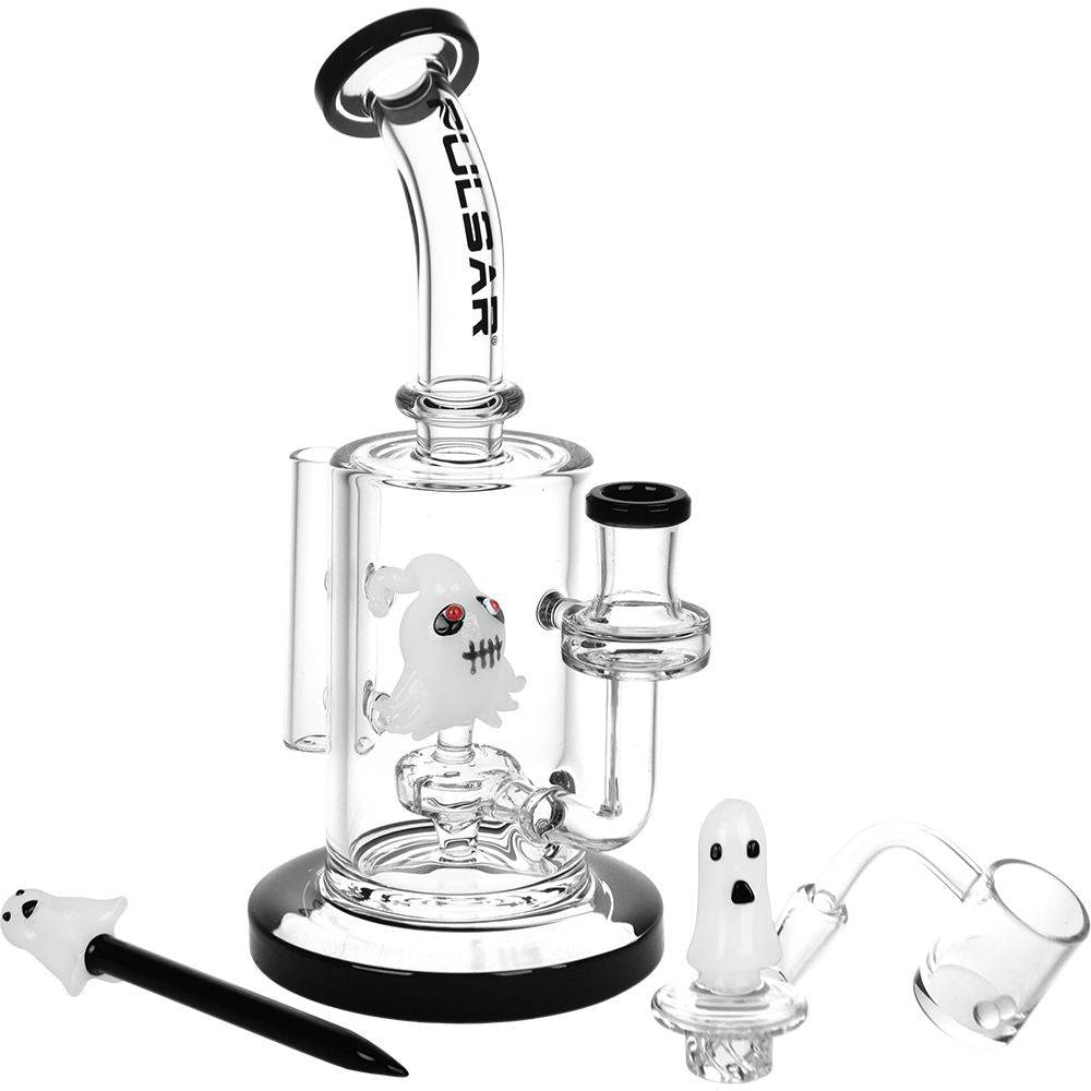 Pulsar Haunted Ghosts Glass Dab Rig Set - 8" / 14mm F - Discreet Smoker