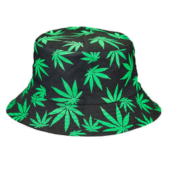 Bucket Hat w/ Green Hemp Leaf Print - Discreet Smoker